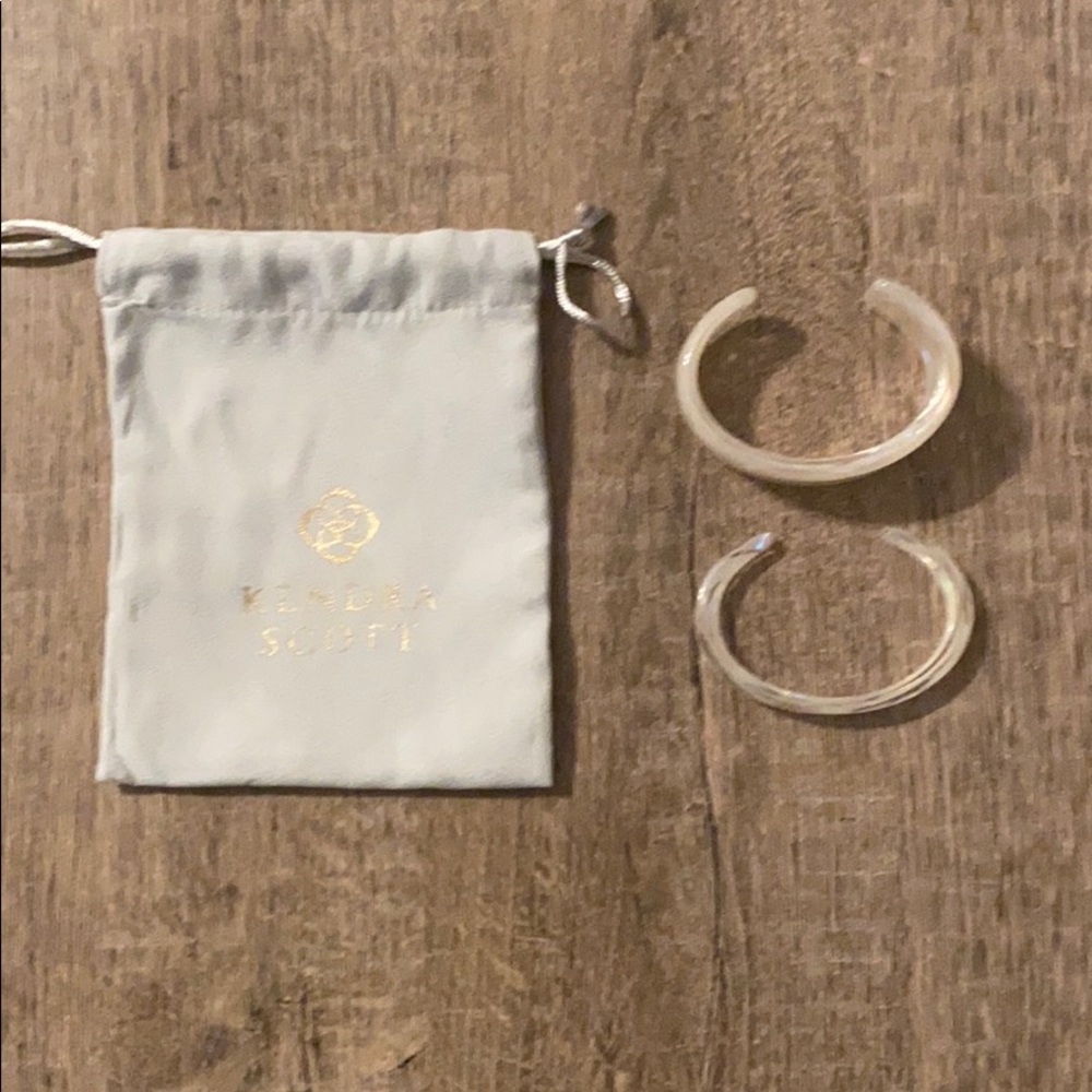 Kendra Scott Clear/Translucent Acrylic Cuff Bracelets Set with Branded Pouch